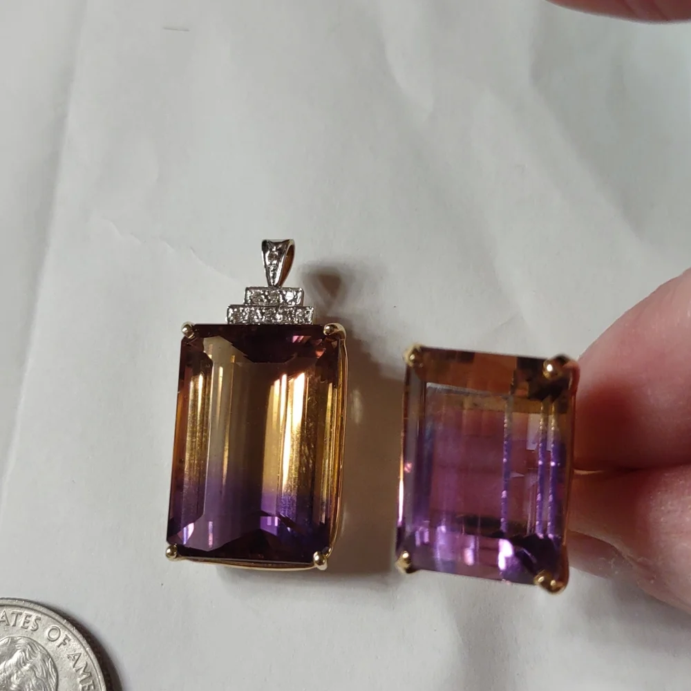 Ametrine ring 14kt yellow gold Large Statement Ring